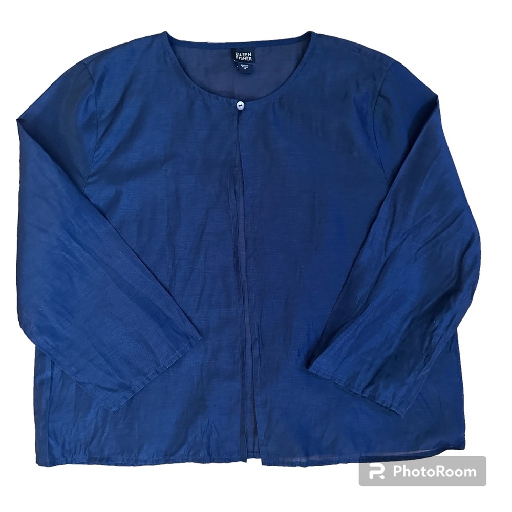 Eileen Fisher Linen Blue Top Size Medium